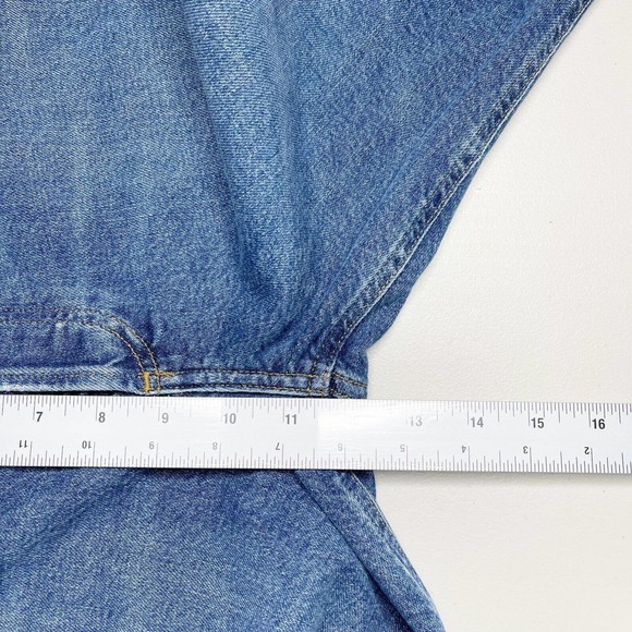 Agolde Riley Straight Crop Jeans Sz 32 Blue High Rise Button Fly Distressed - Picture 9 of 12